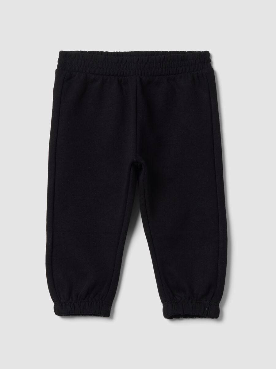 Pantaloni jogger neri in puro cotone per bimba_0
