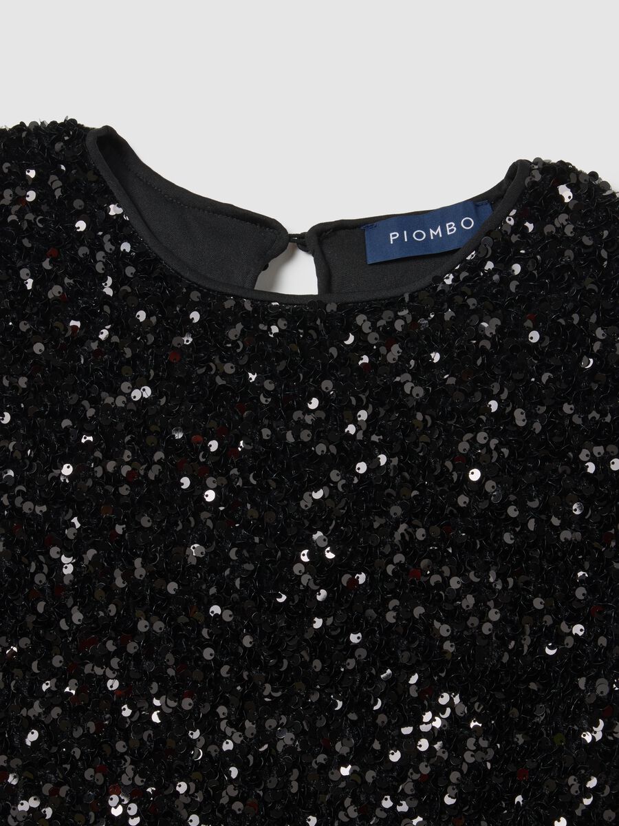 Abito nero senza maniche regular fit con paillettes_5