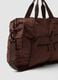Brown foldable travel bag with shoulder strap and zip pockets_1