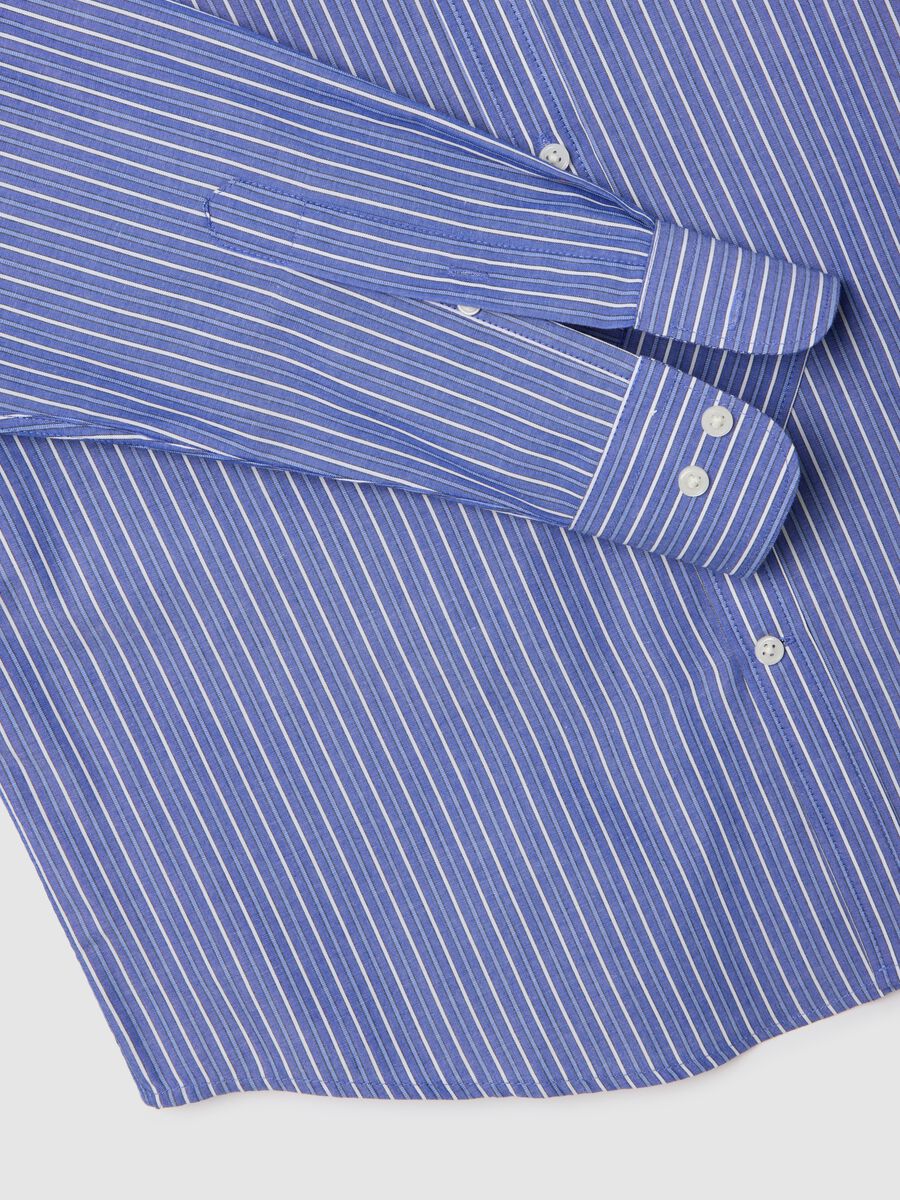 Camicia in misto cotone blu regular fit_5