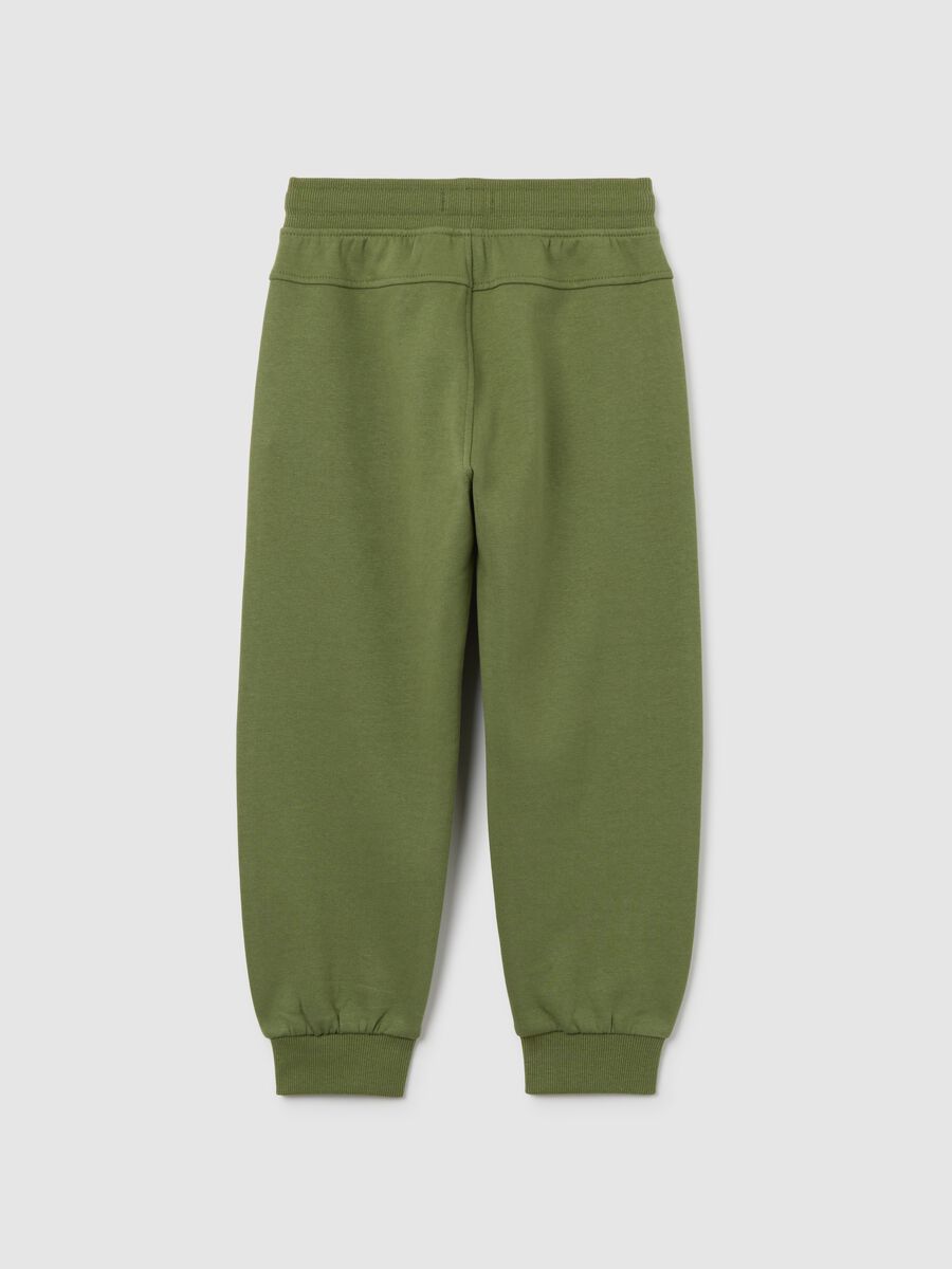 Green children's trousers in pure cotton regular fit with prints_1