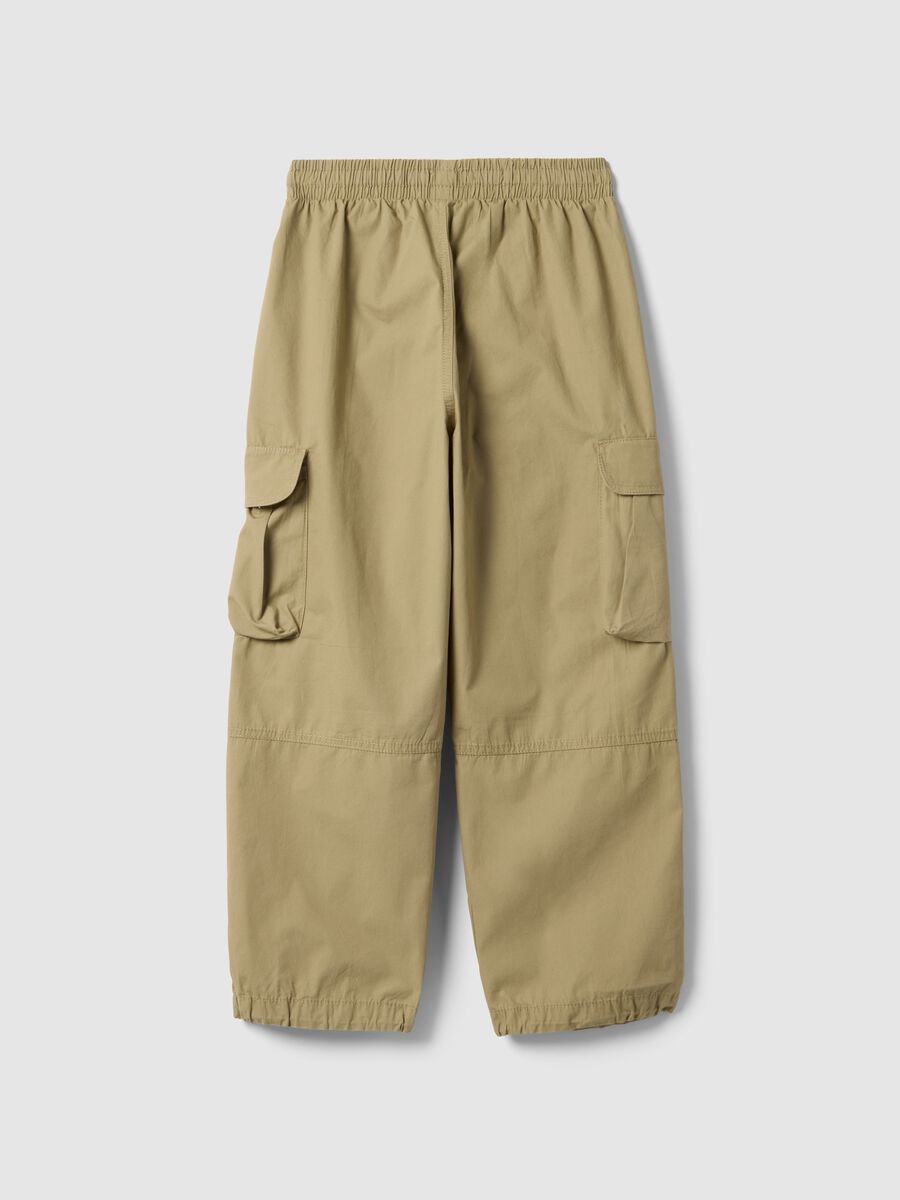 Beige cargo trousers in pure cotton regular fit for boys_1