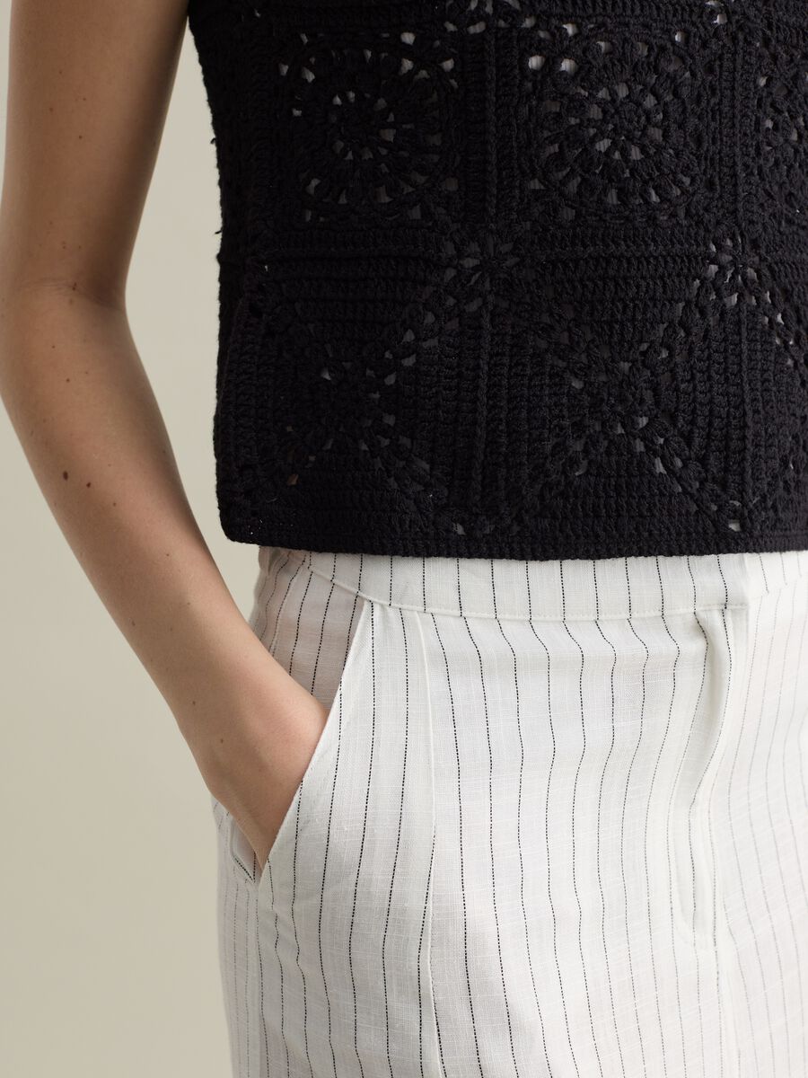Black crochet knit tank top_2