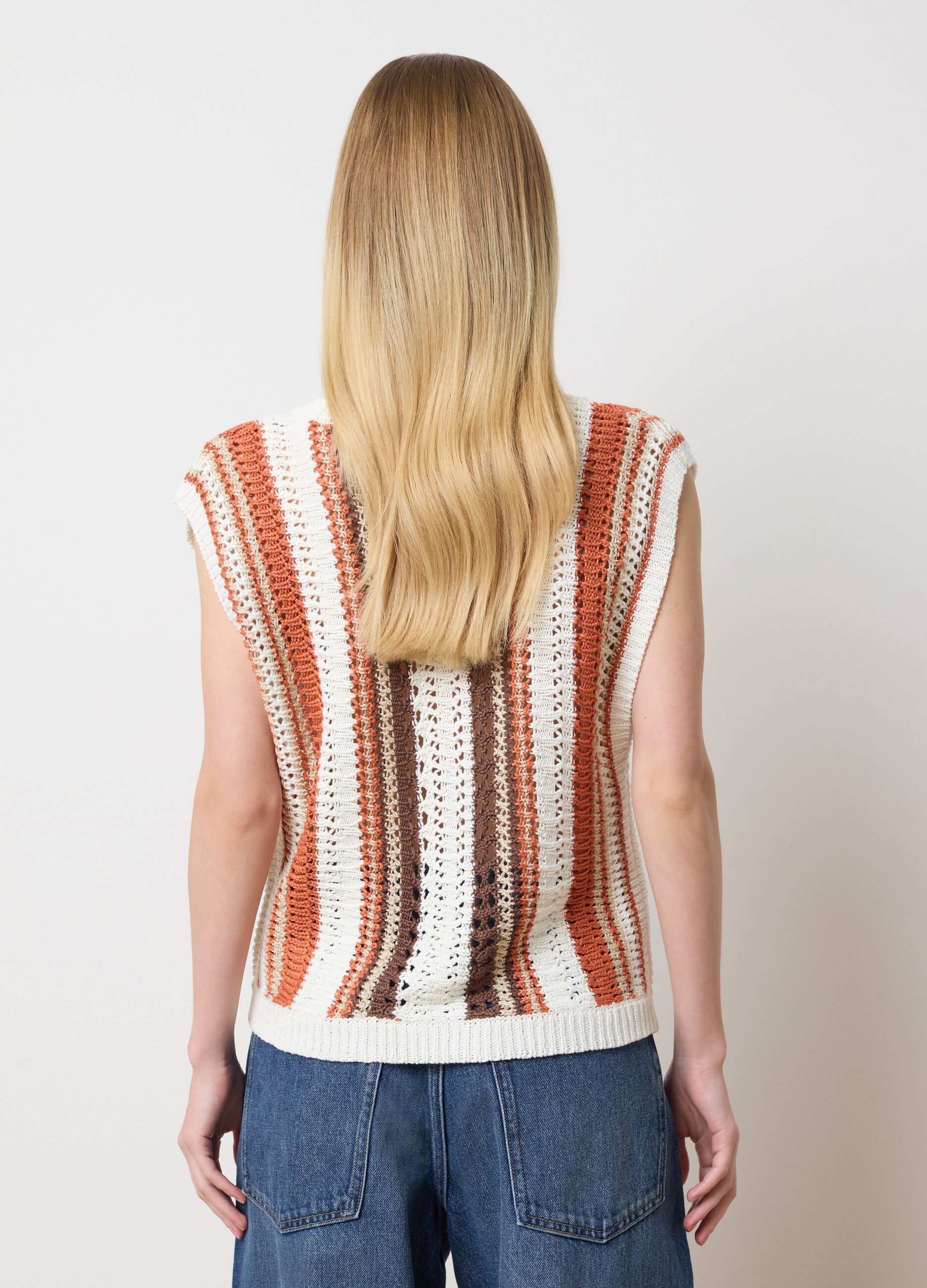Gilet da donna multicolor regular fit con scollo rotondo