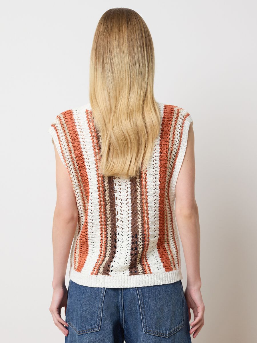 Les Copains Multicolour Summer Striped Acrylic Vest_3