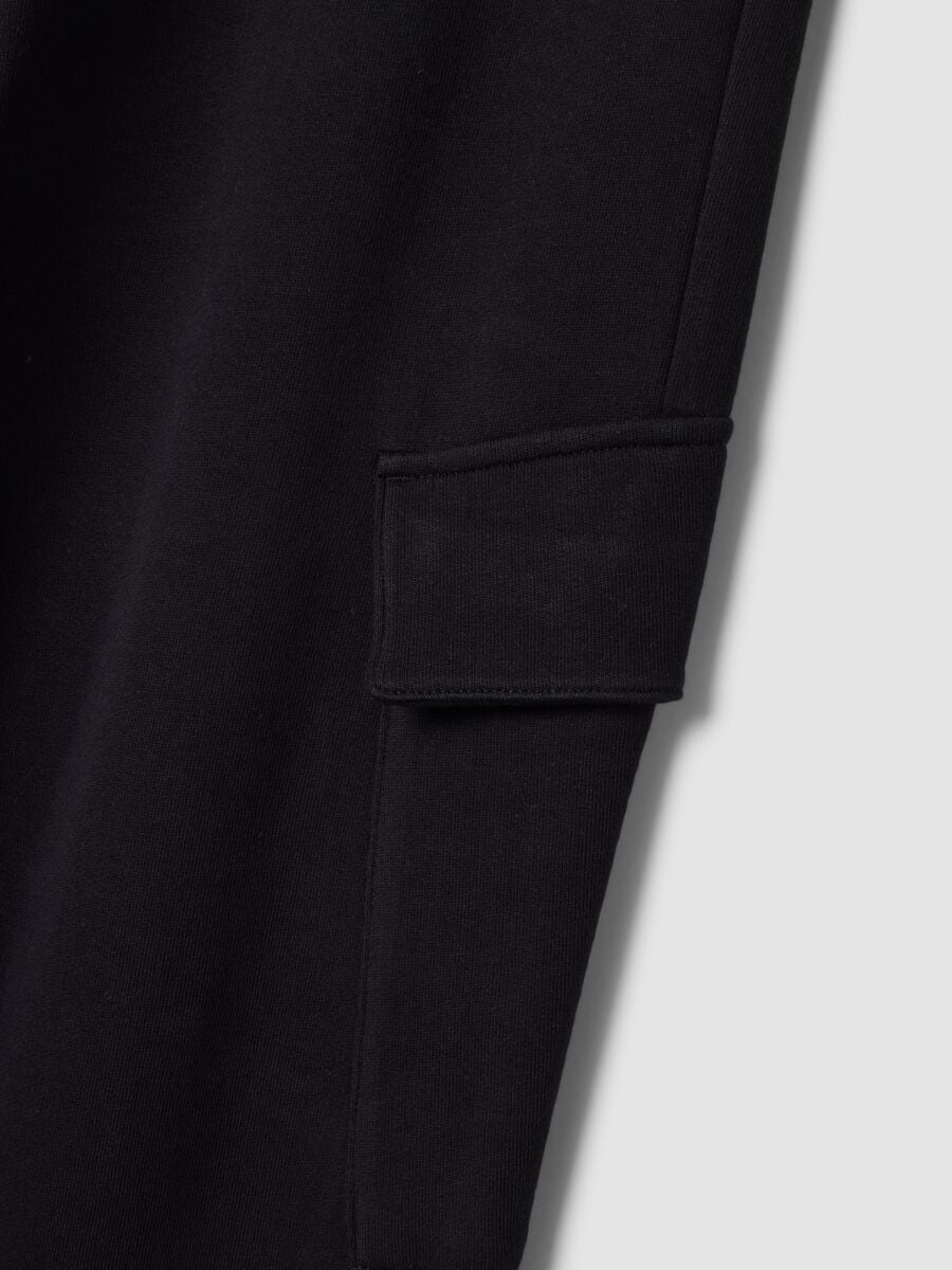 Blue cotton and viscose blend cargo trousers_1