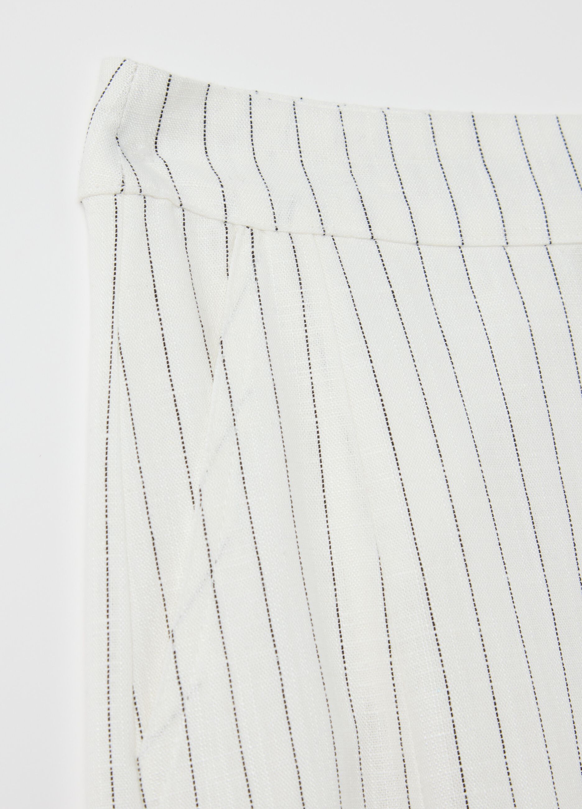 Long white pinstriped skirt