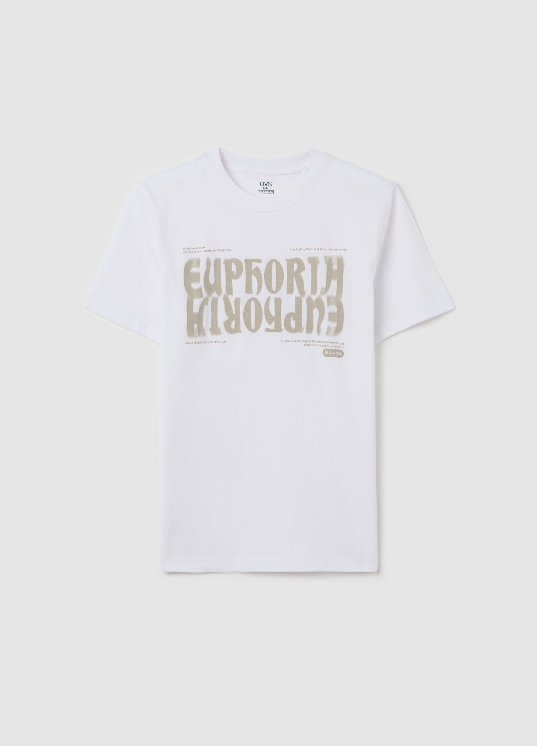 White cotton T-shirt with lettering print