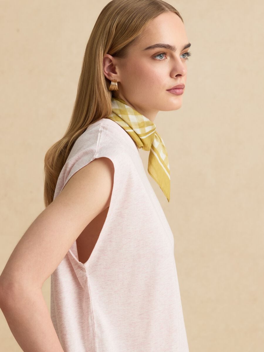 Pink short-sleeve T-shirt in lyocell and cotton blend_0