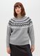 Grey regular fit sweater with jacquard pattern_1
