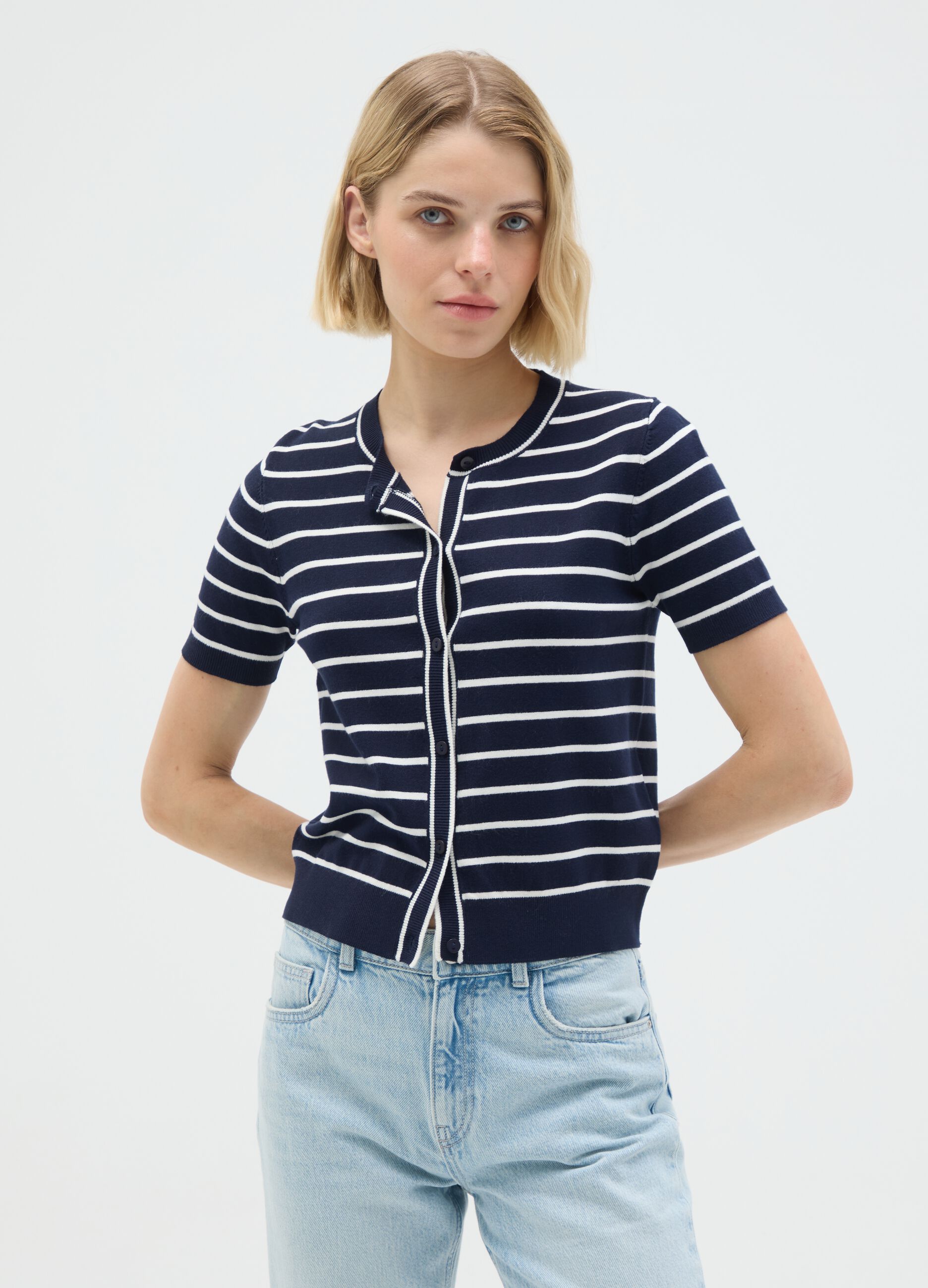Women's multicolor regular fit cardigan in stretch blend fabric