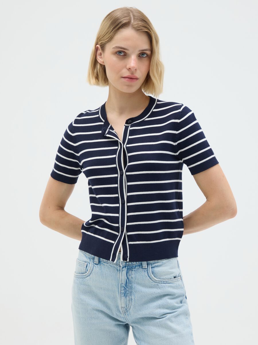 Women's multicolor regular fit cardigan in stretch blend fabric_0