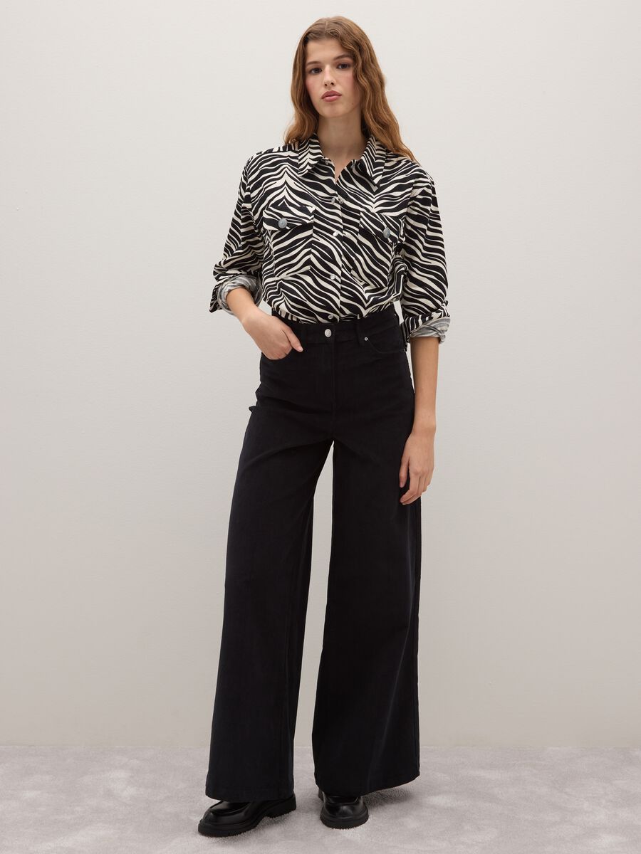 Multicolour shirt with zebra pattern in pure cotton regular fit_2