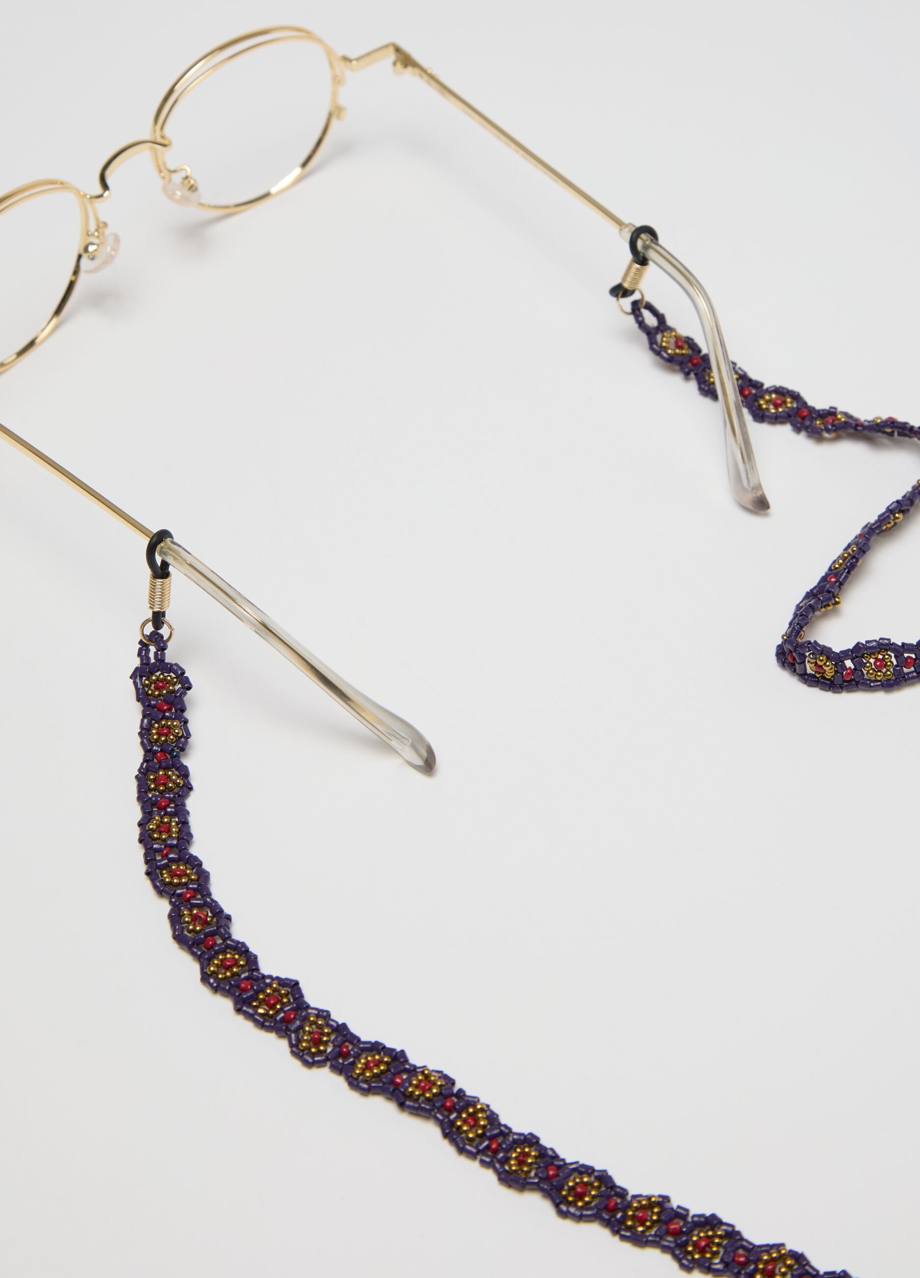 Glasses chain with multicoloured beads