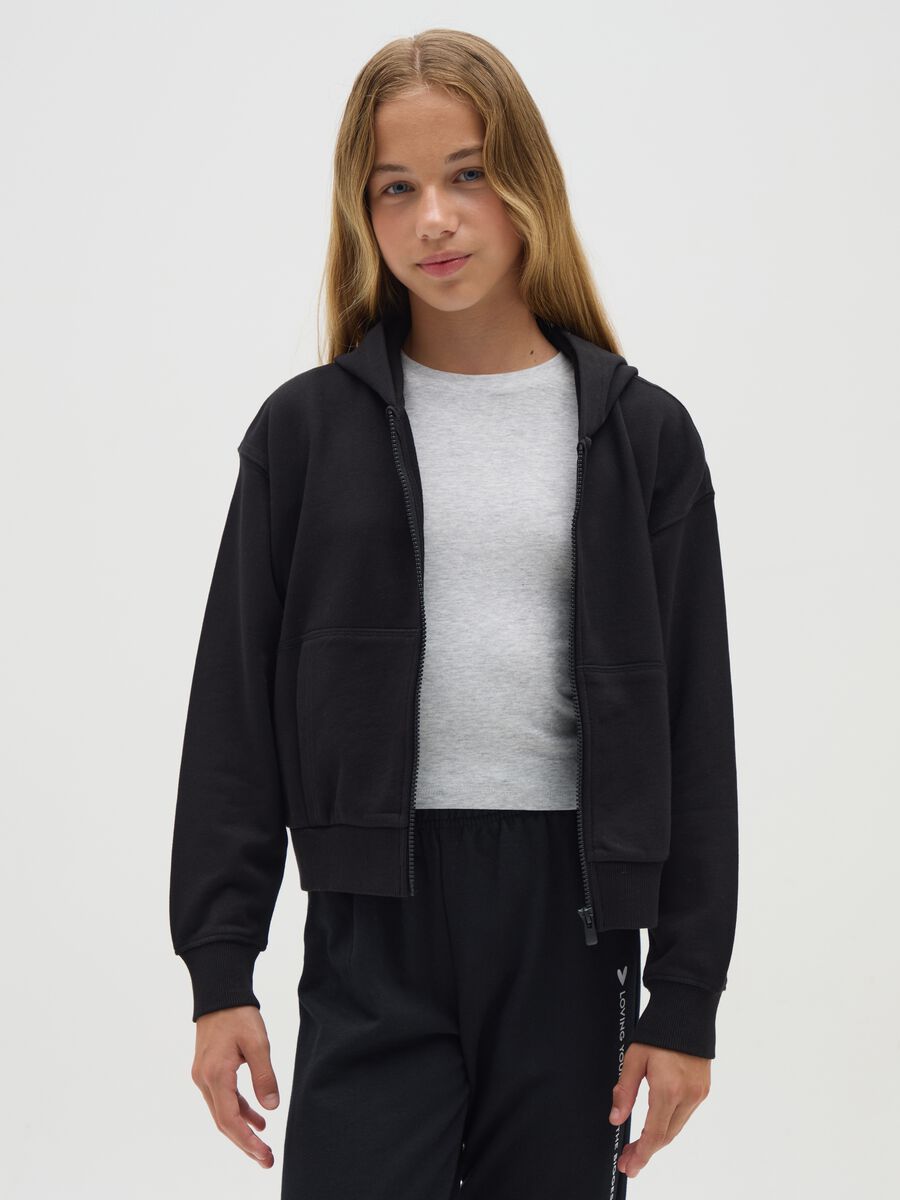 Girls' black pure cotton regular fit sweatshirt_0