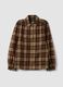 Camicia marrone a quadri con colletto classico_0