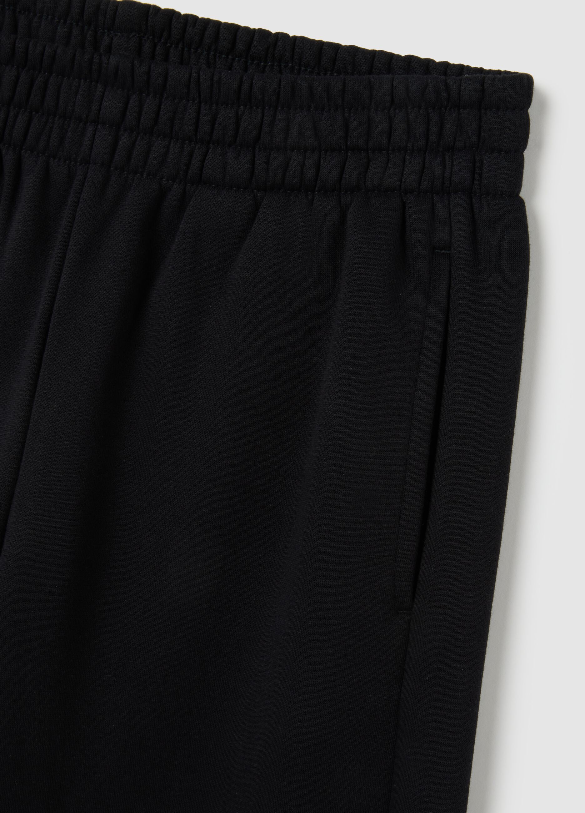 Black Relaxed Fit Cotton Blend Trousers