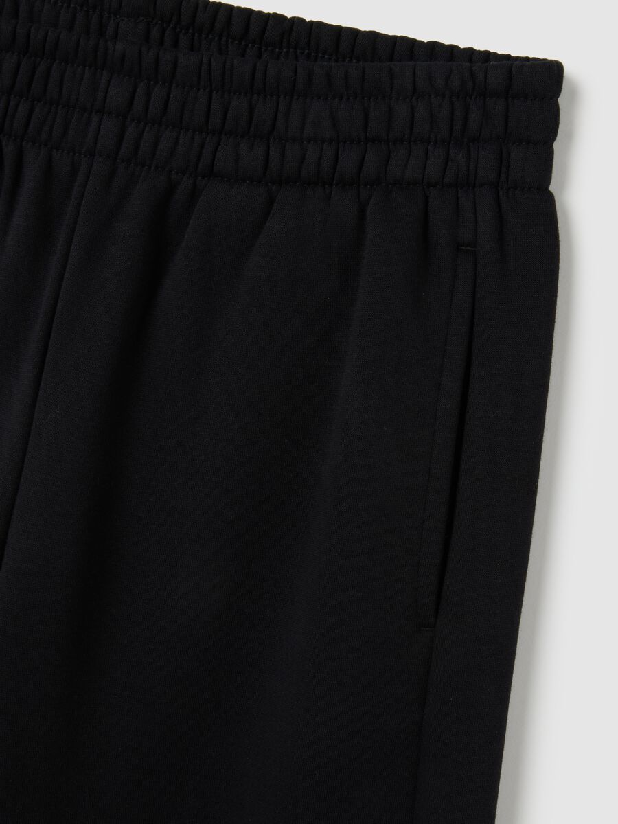 Black Relaxed Fit Cotton Blend Trousers_5