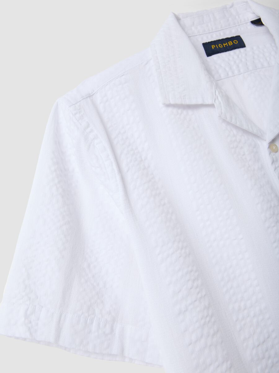 White pure organic cotton shirt with bowling collar, regular fit_1