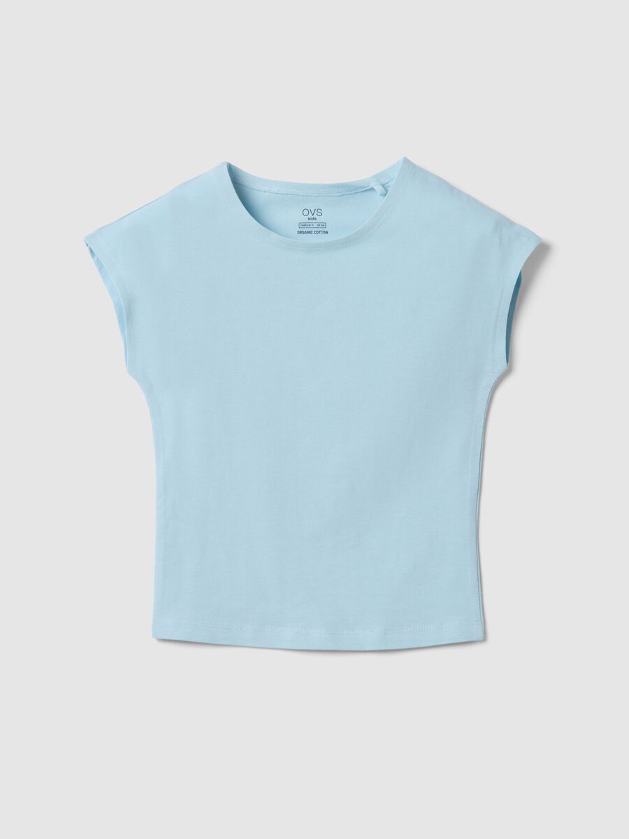 T-shirt in cotone elasticizzato azzurra da ragazza slim fit_0