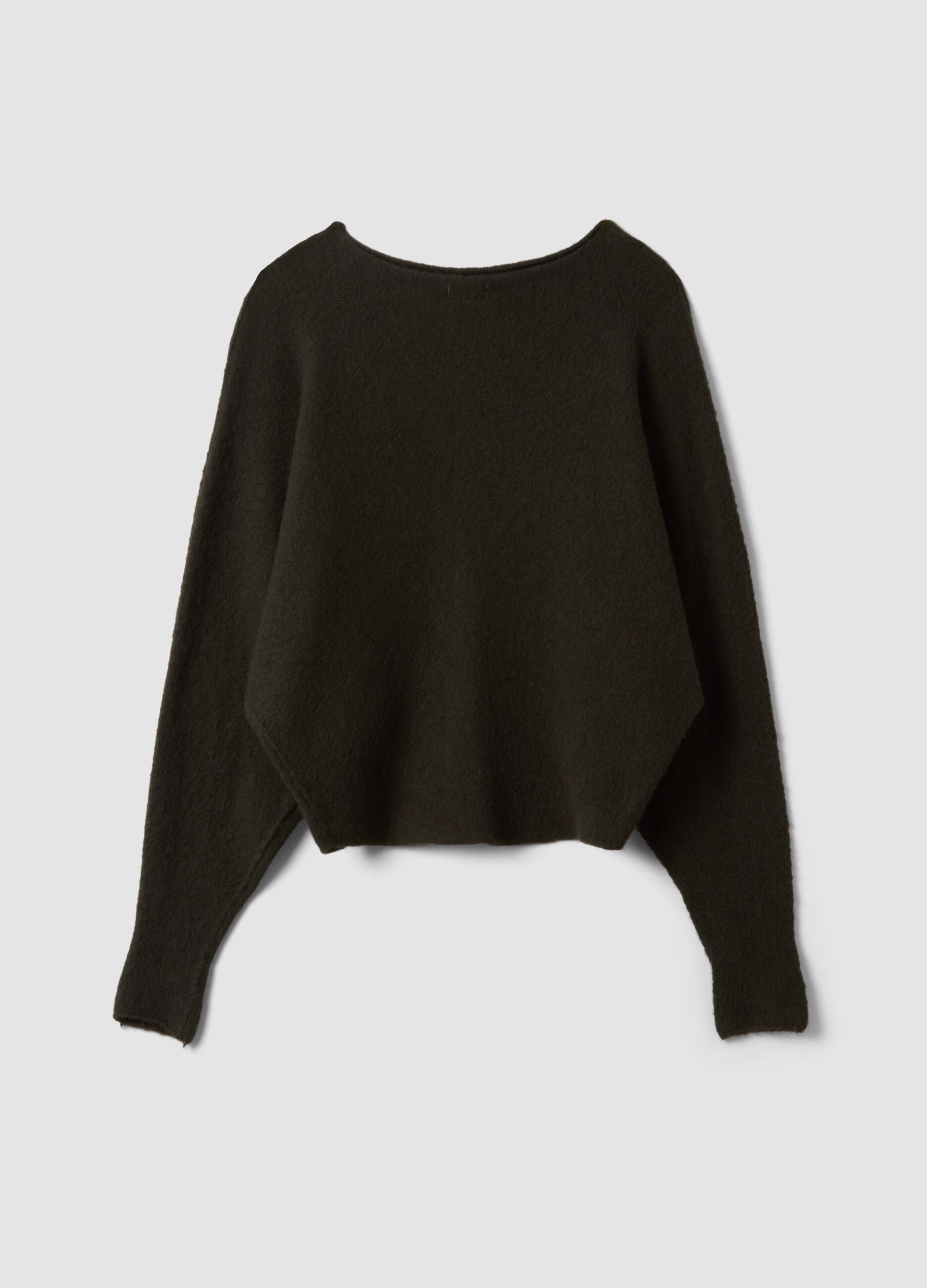 Army green regular-fit top with wide neckline