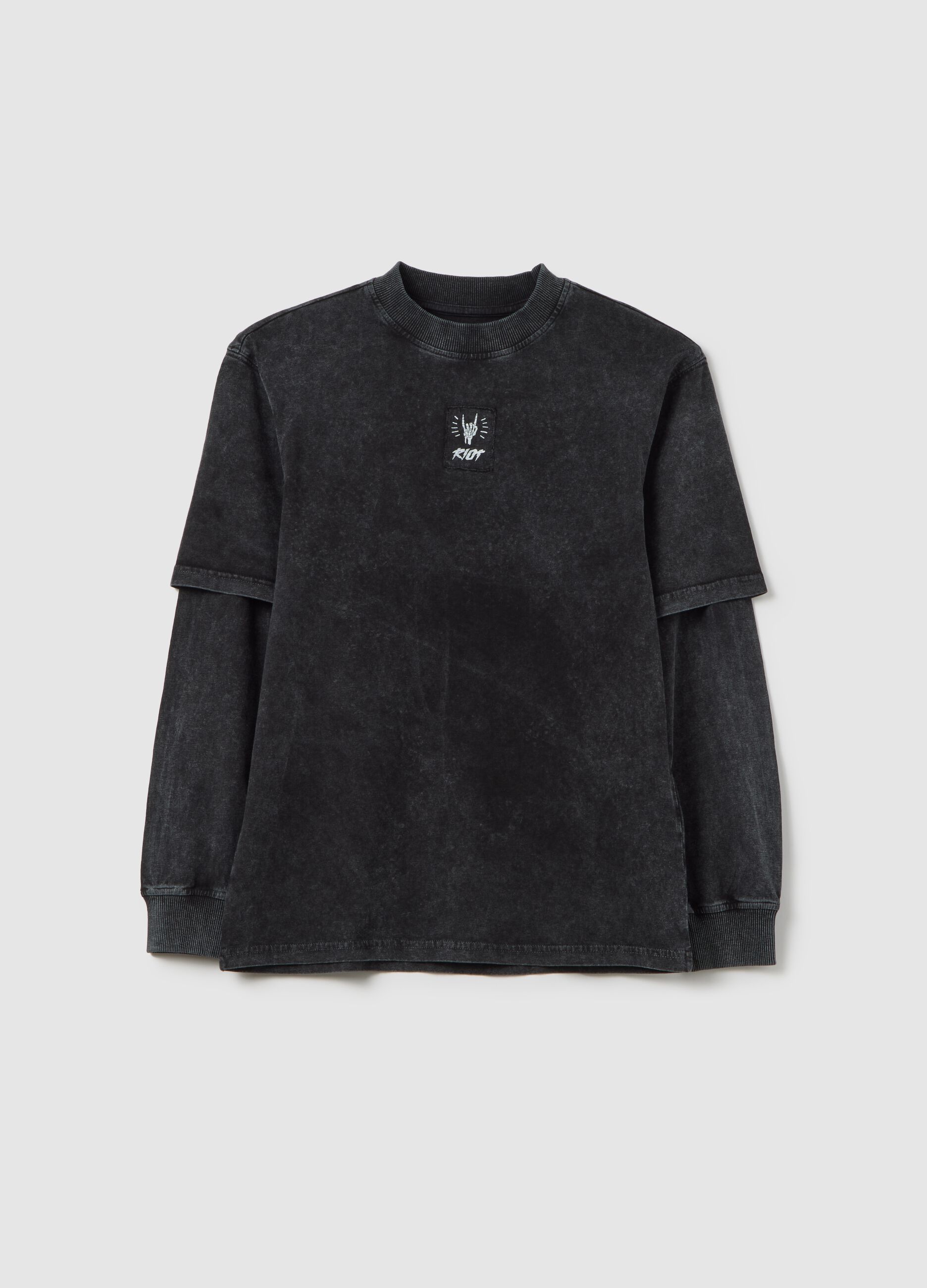 Boys' black long sleeve t-shirt in pure cotton