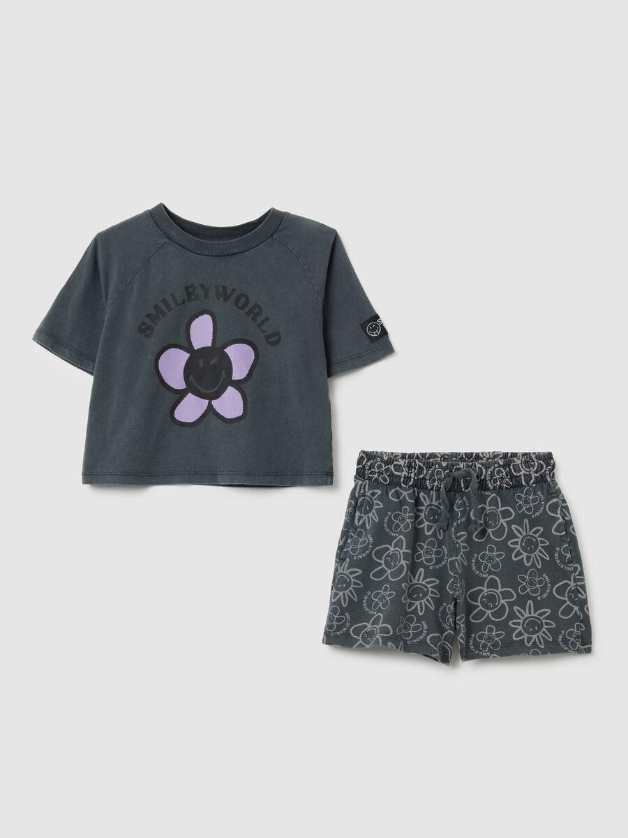Completo da ragazze in puro cotone grigio regular fit_0