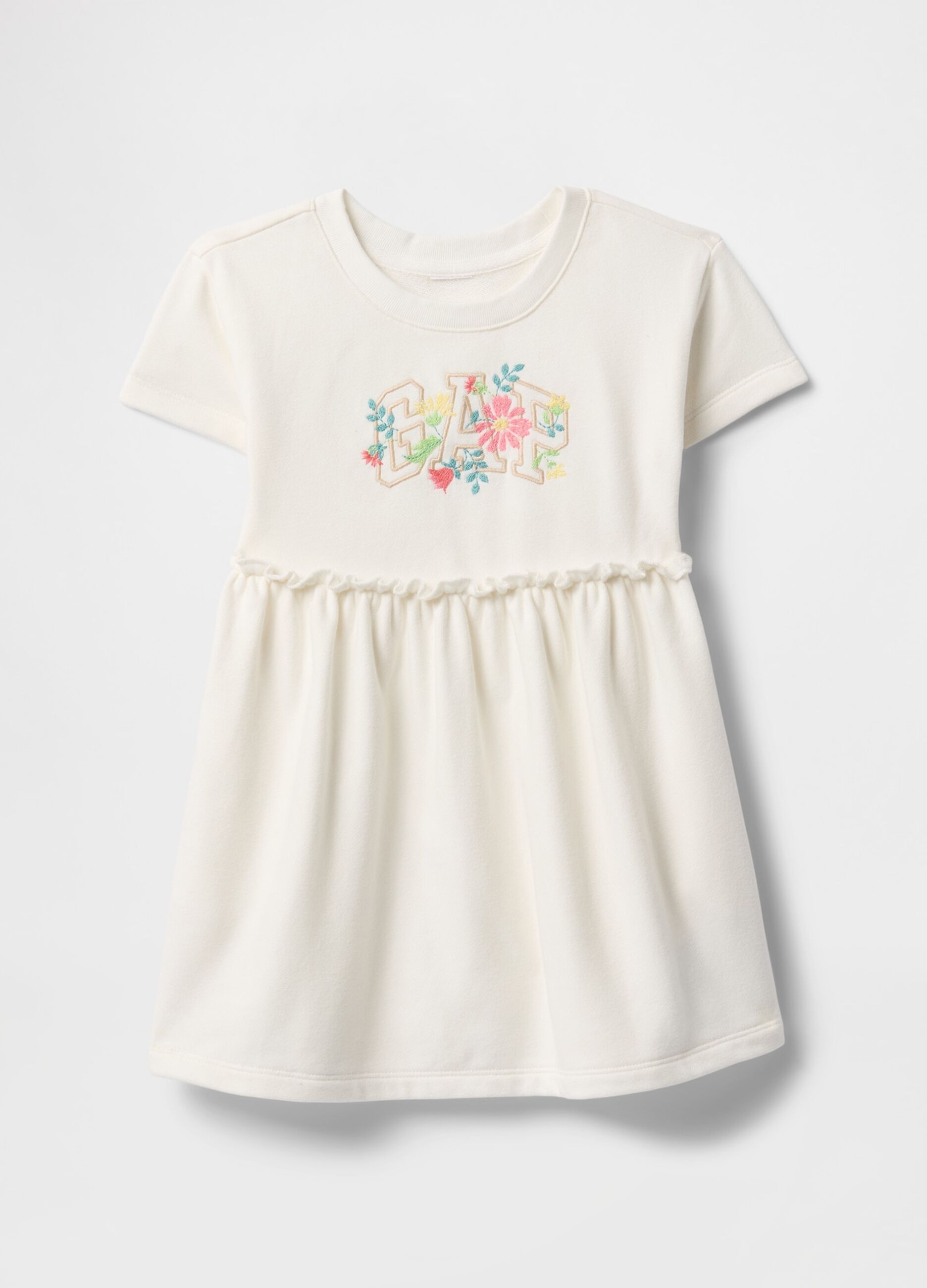 Short-sleeved white cotton dress for girls