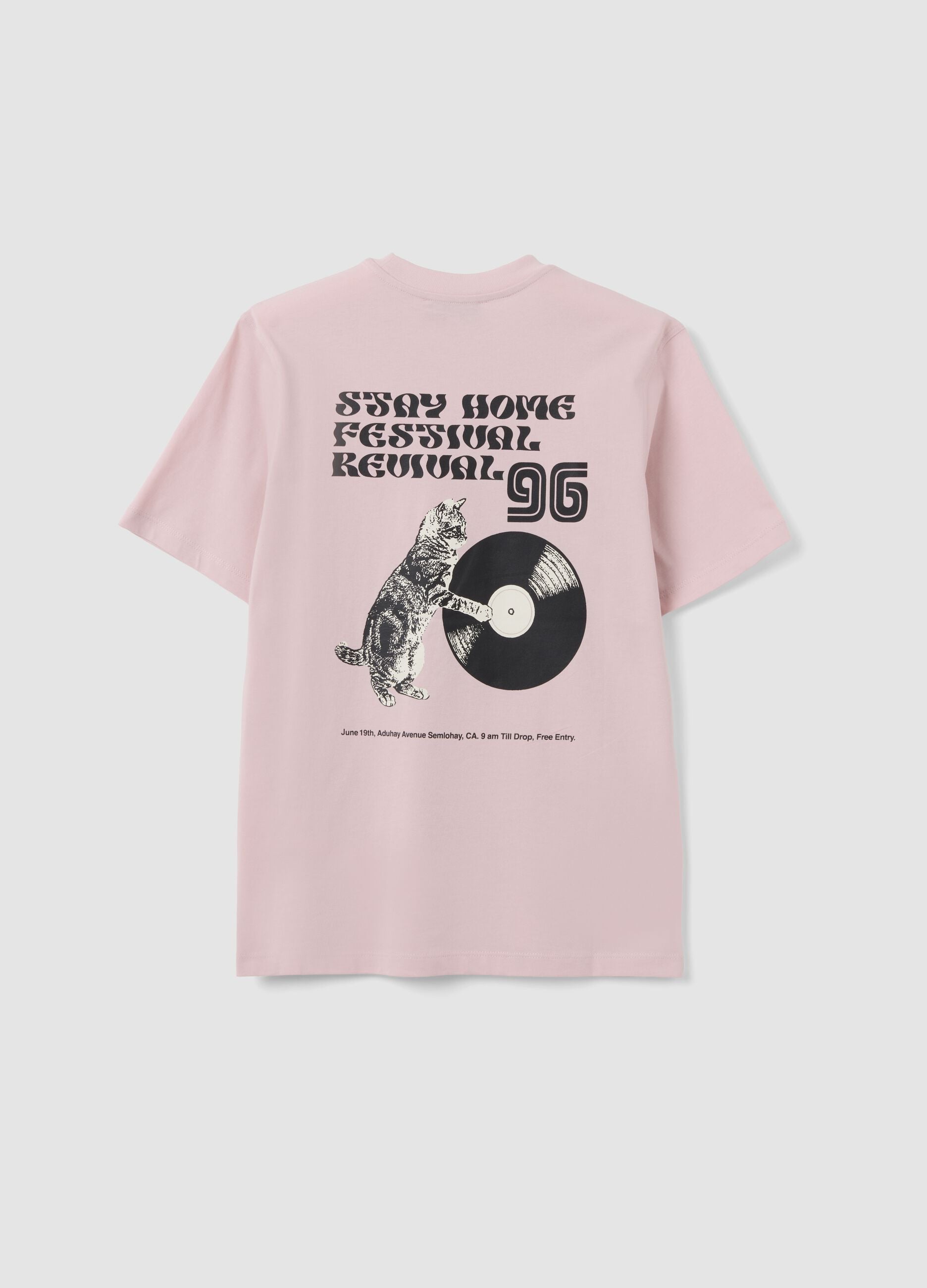 Pink relaxed-fit pure cotton T-shirt with print