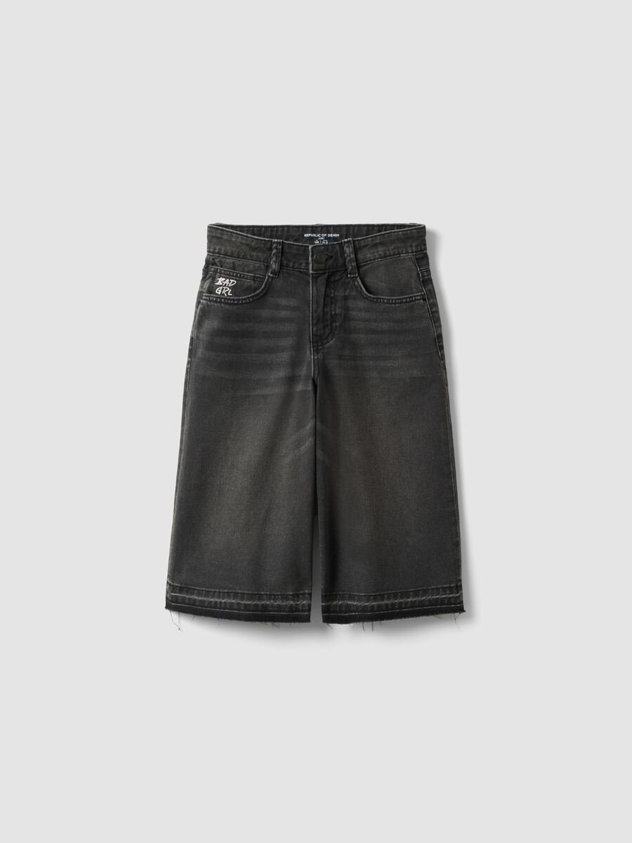 Shorts denim nero in puro cotone da ragazza skater fit_3