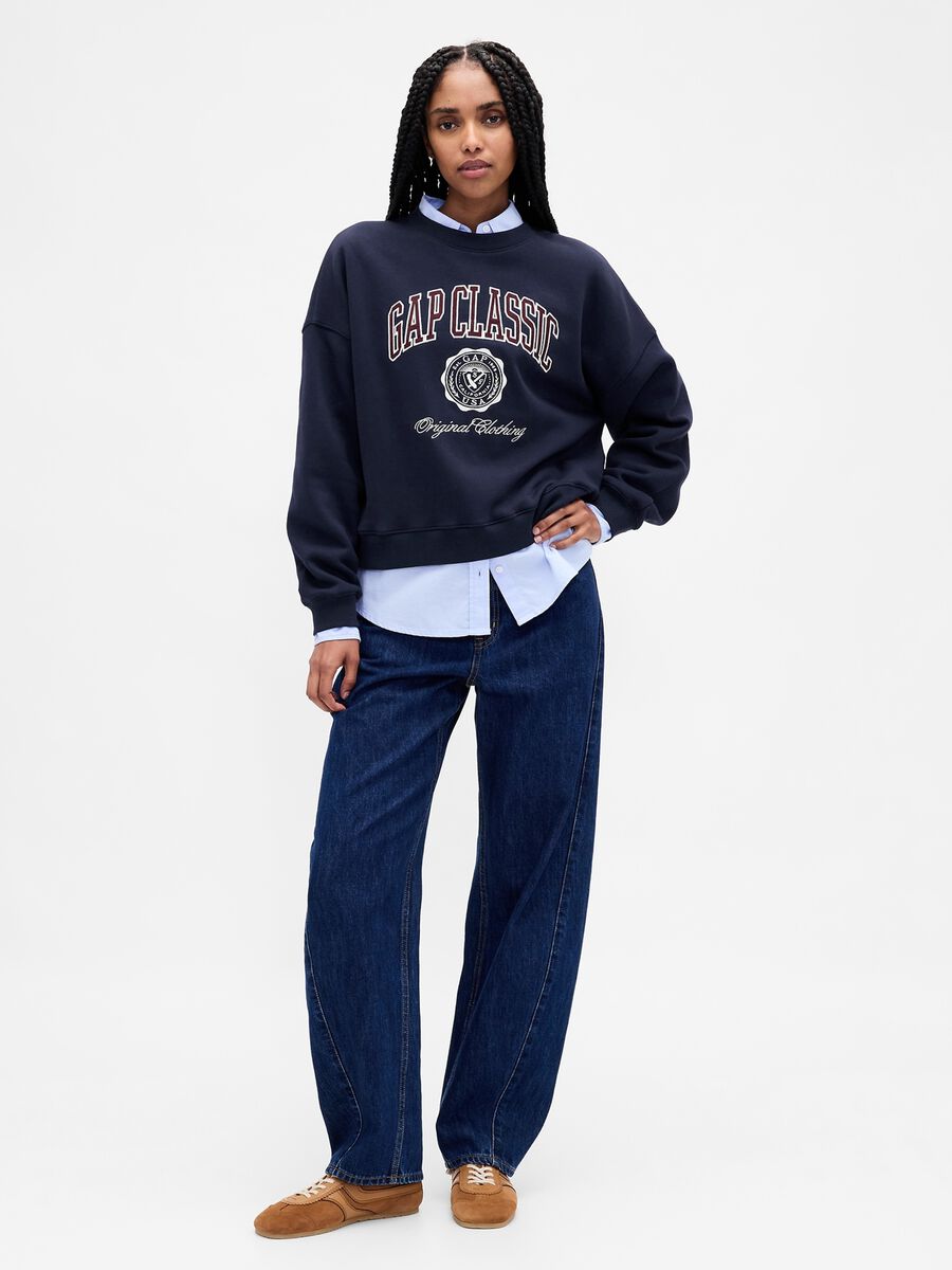 Blue Sweatshirt with Text in Cotton Blend_2