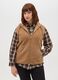 Brown regular fit gilet with zip and hood_1