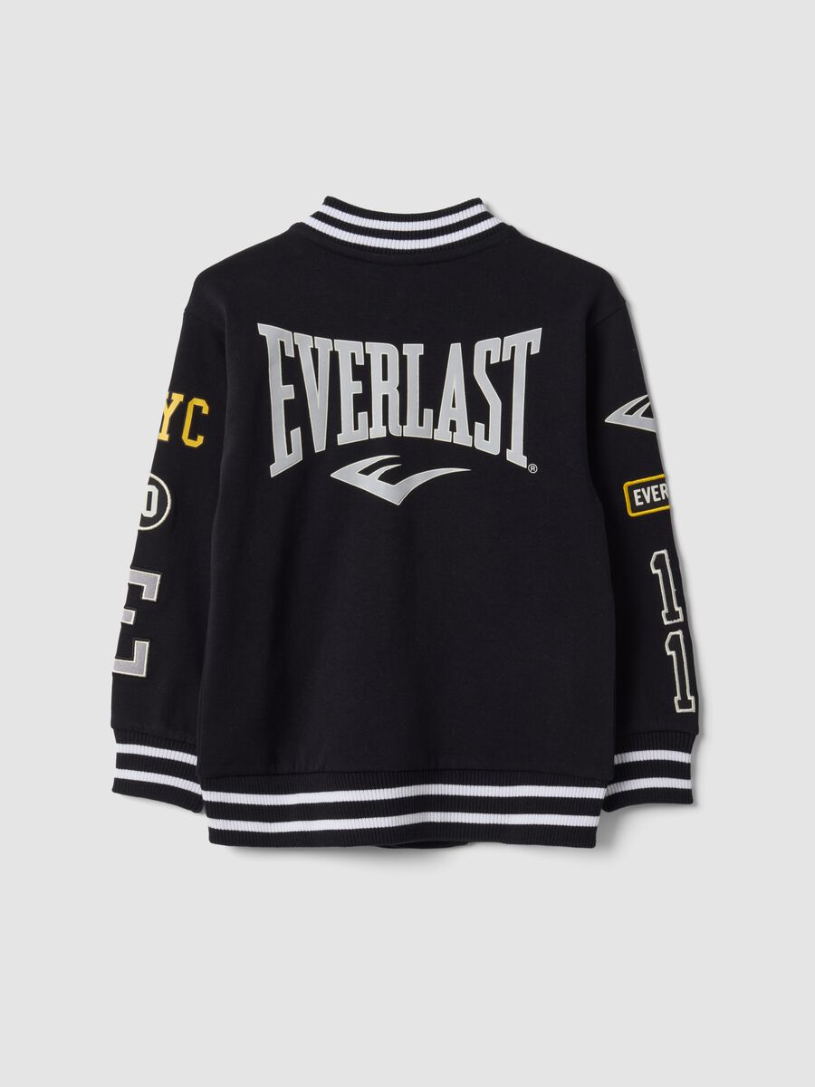 Felpa nera in puro cotone stile college con logo regular fit per bambino_1