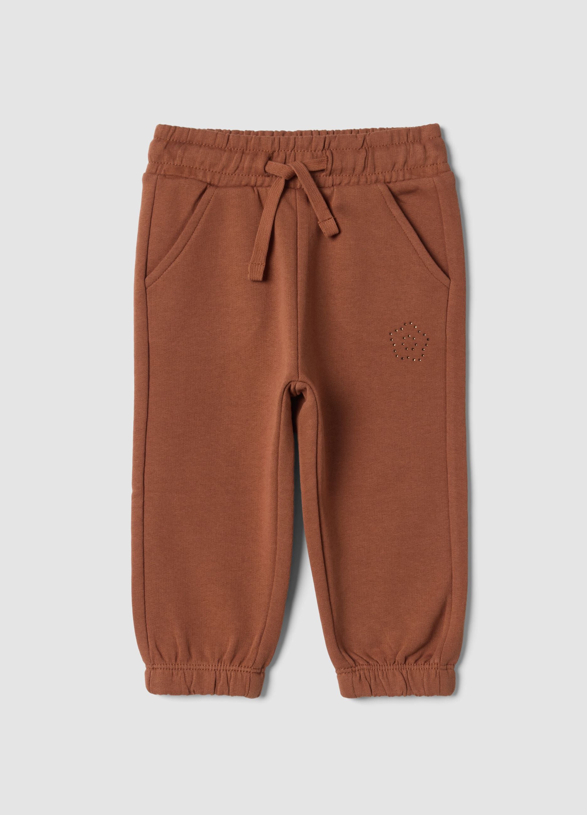 Brown pure cotton joggers, regular fit