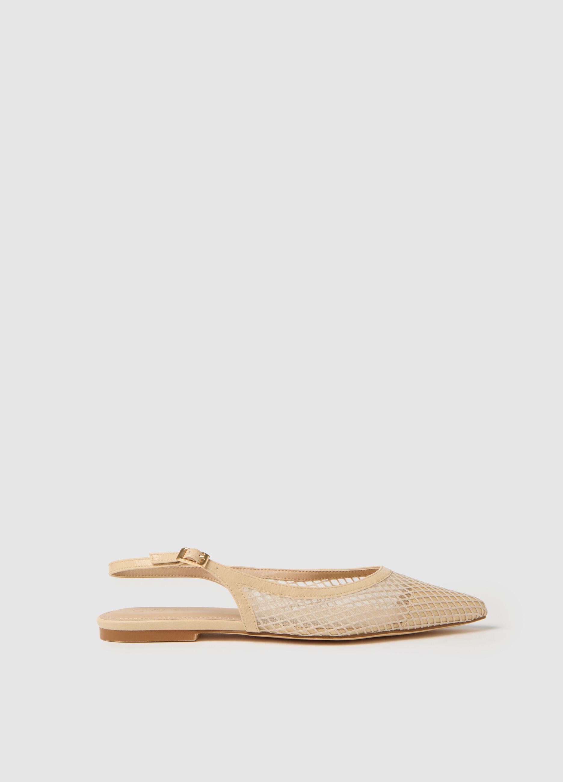Ovs Beige Mesh Ballet Flats