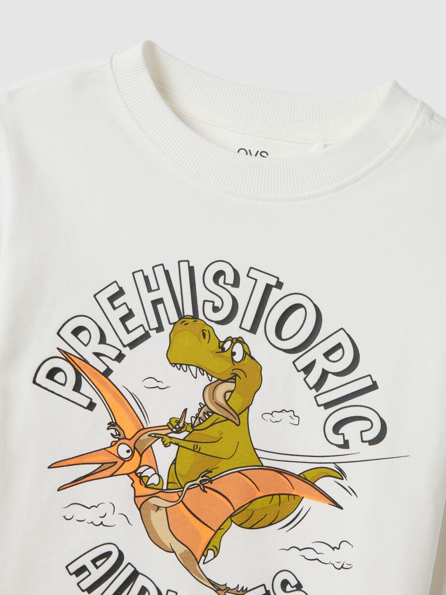 Children's regular fit white pure cotton T-shirt with print_2