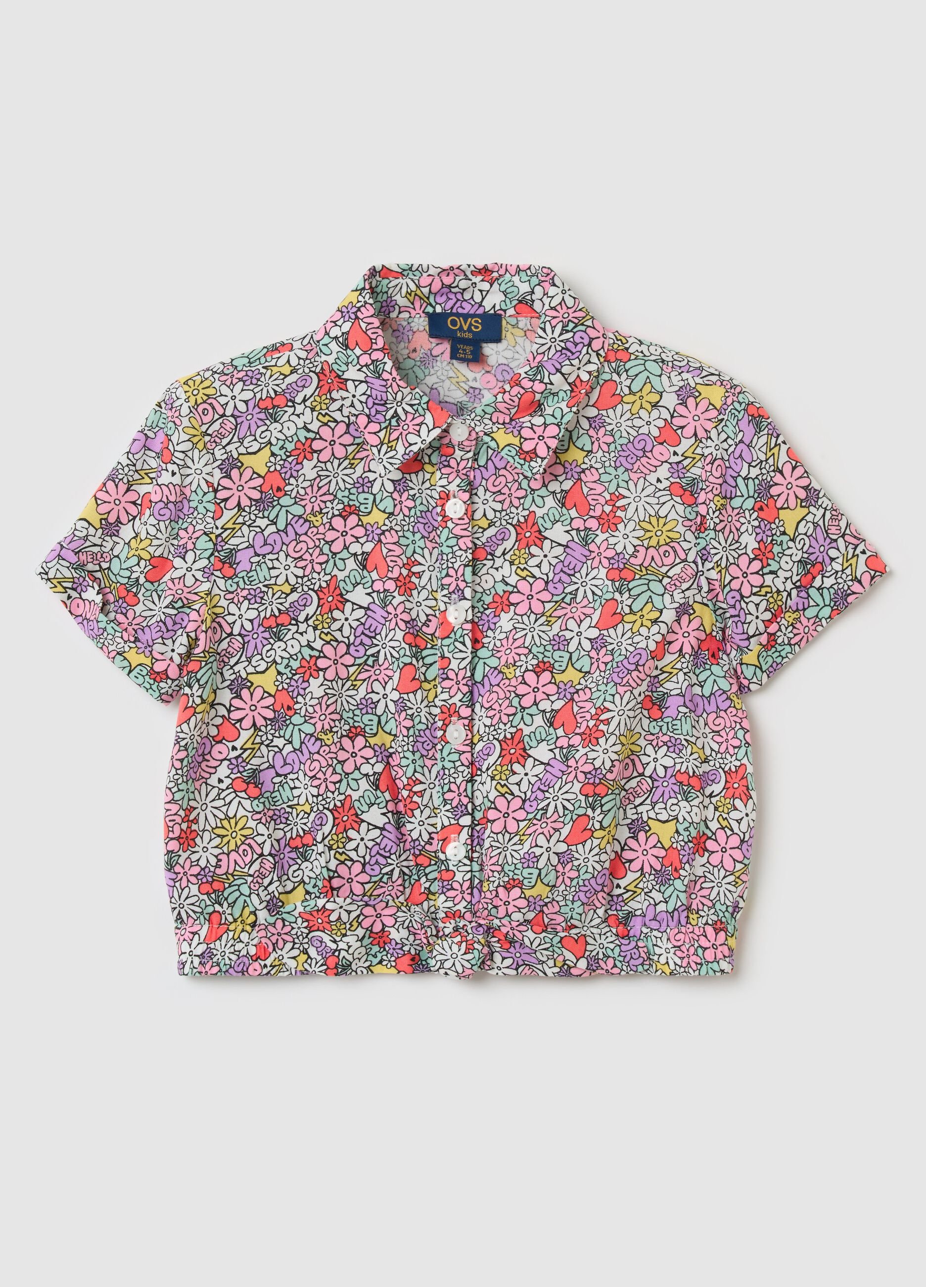 Camicia crop in fantasia floreale