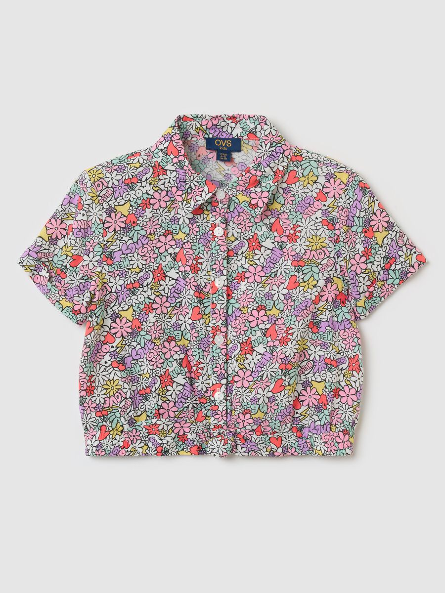 Crop shirt with floral pattern_0