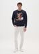 Blue Cotton Blend Sweatshirt Regular Fit with Christmas Print_1