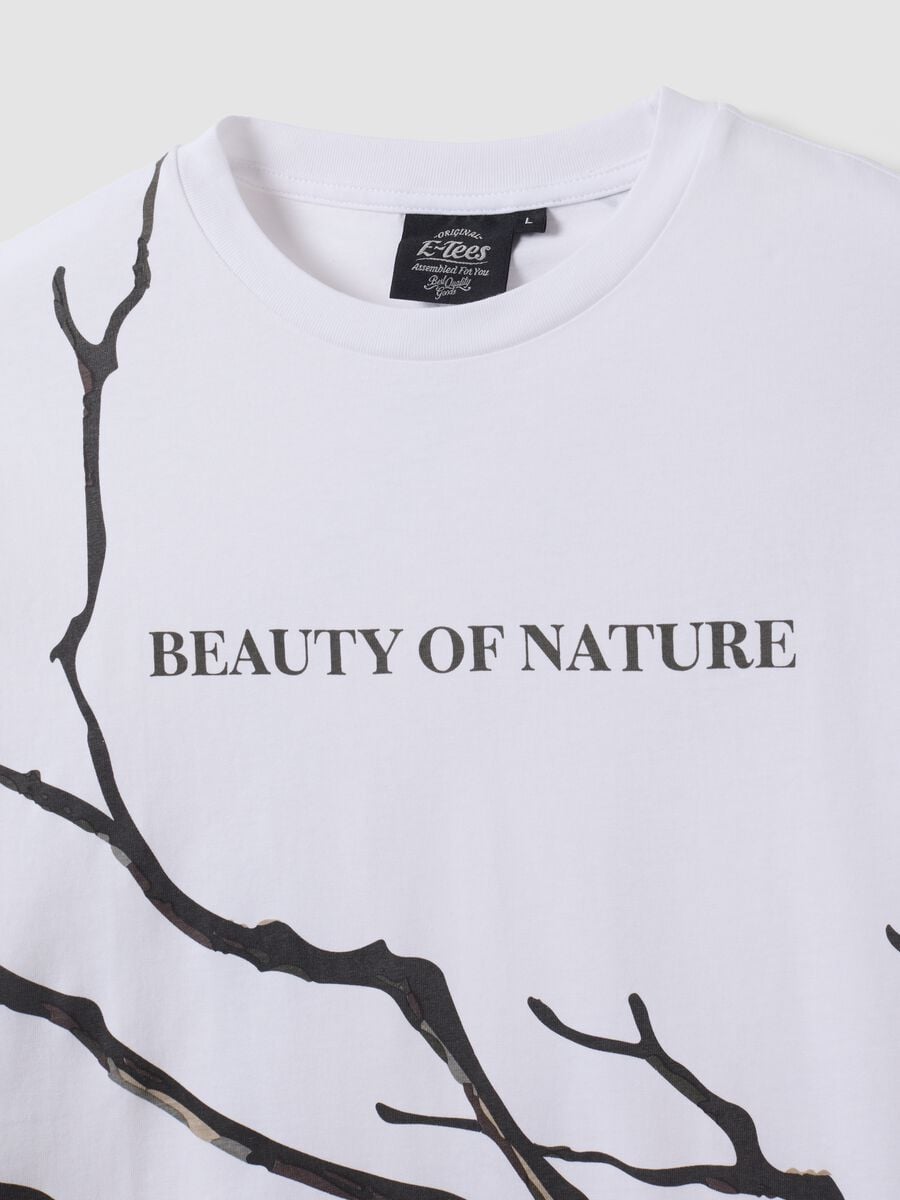 T-shirt bianca in puro cotone con stampa ramage_1