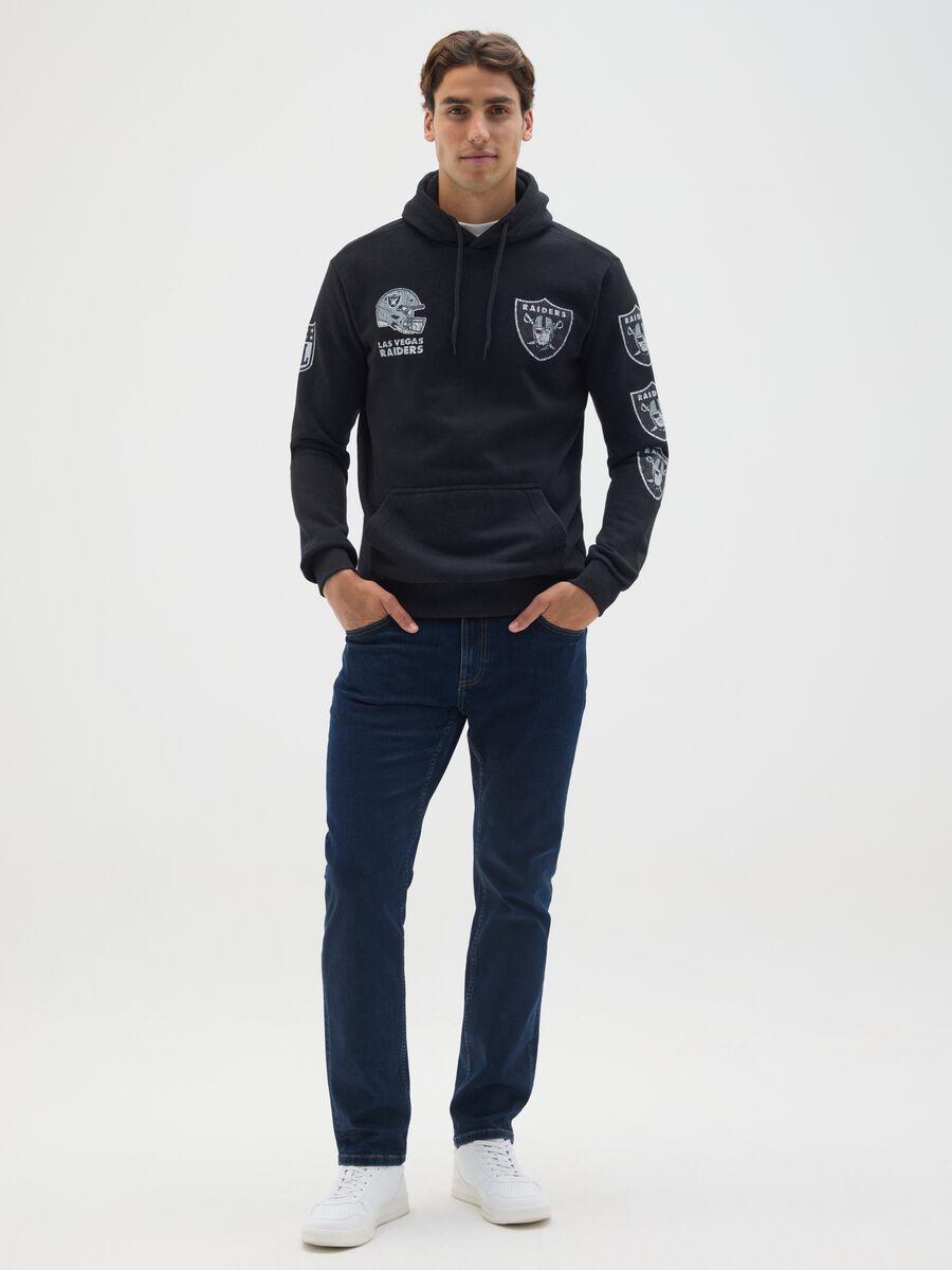 Black cotton blend sweatshirt with NFL logo embroidery_1