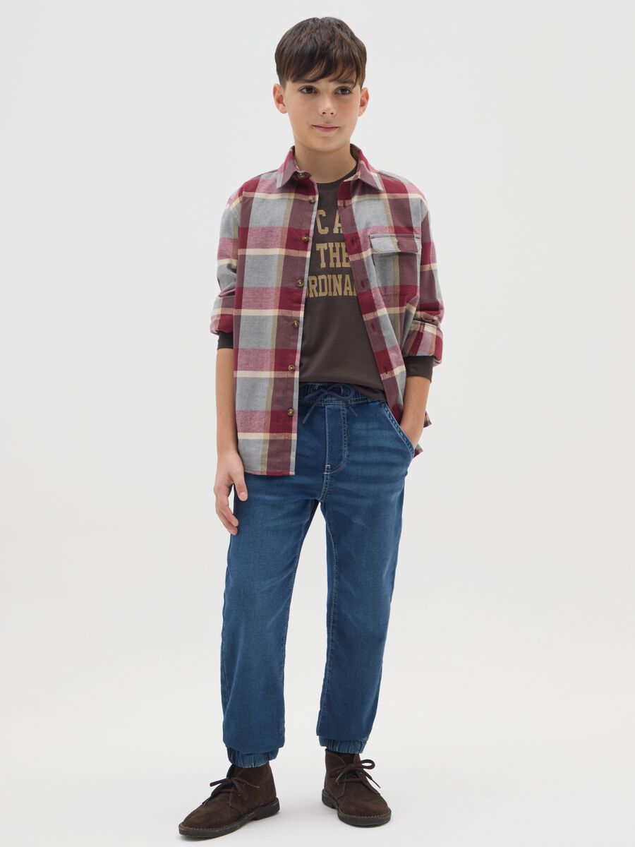 Boy's blue cotton regular fit jog denim_0