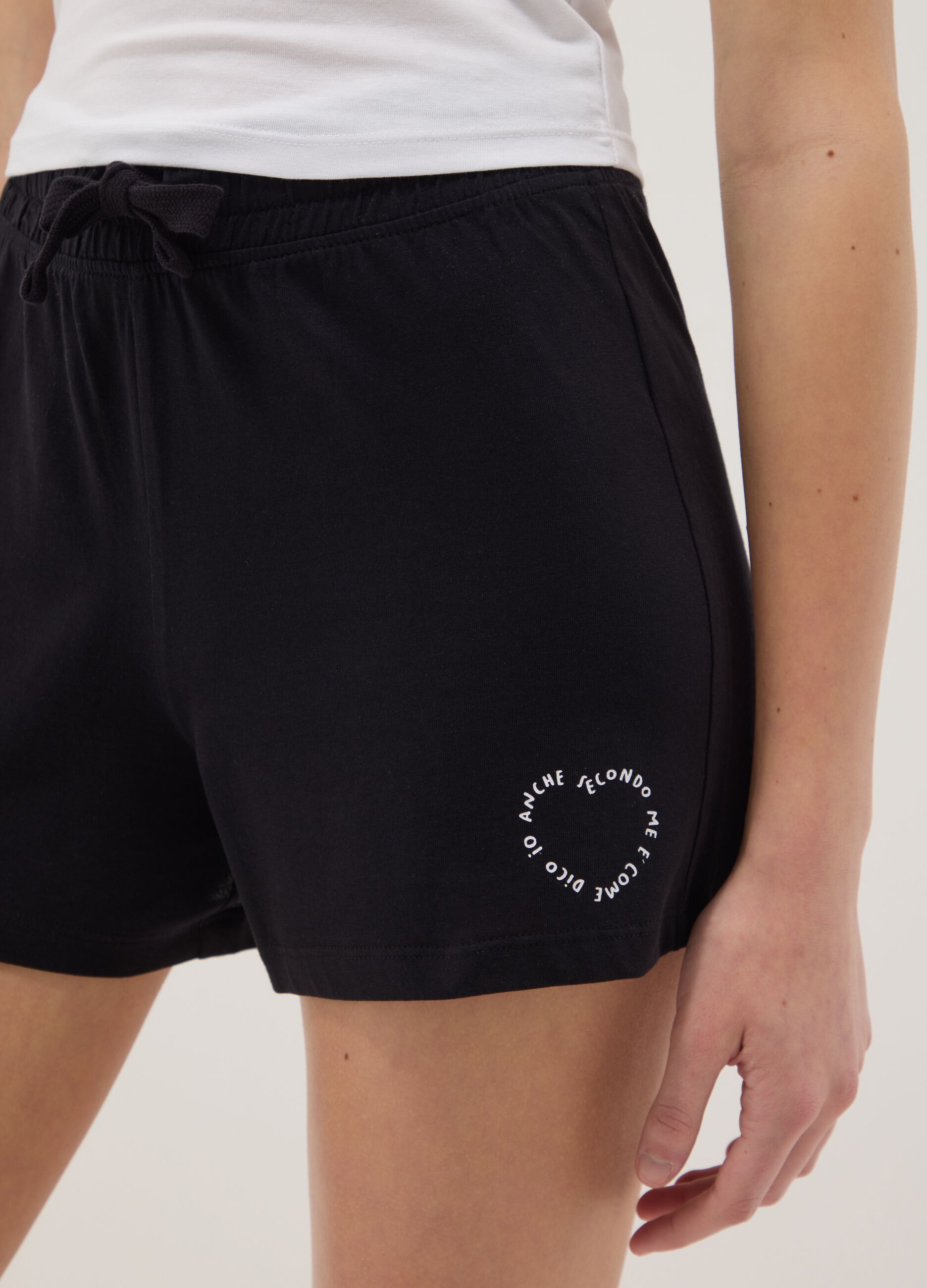 Girls&rsquo; pure cotton black shorts with elasticated waistband