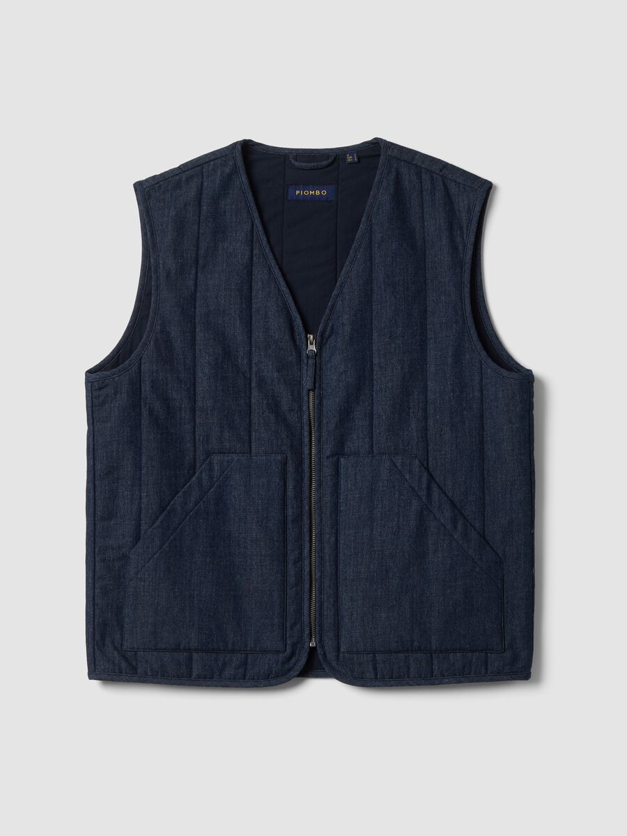 Gilet blu in misto cotone, lyocell e viscosa_0