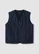 Blue gilet in a cotton, lyocell and viscose blend_0