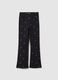Girls' black cotton flare trousers with hearts_0