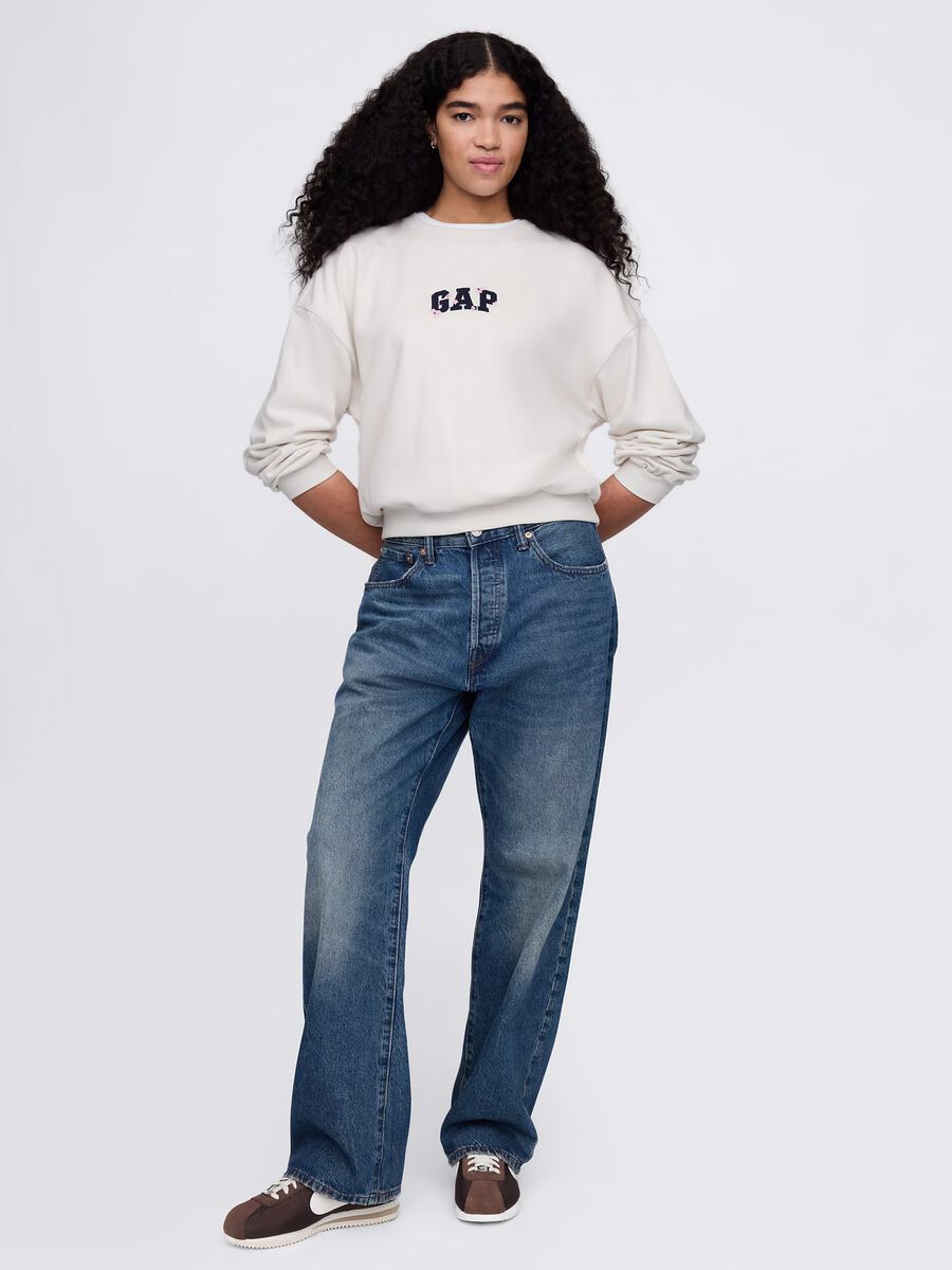 White sweatshirt with logo embroidery_1