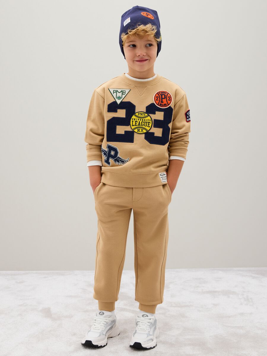 Children's trousers in pure beige cotton regular fit_1