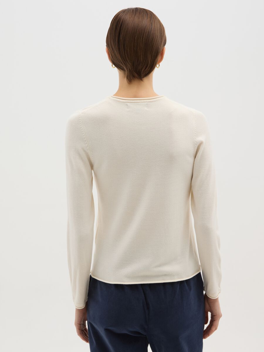 Regular fit white crew neck jumper_2