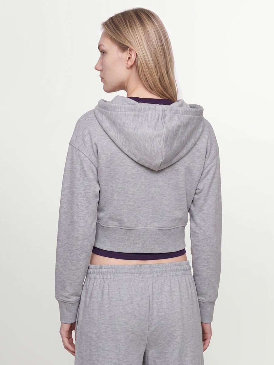 Felpa full zip grigia in misto cotone con cappuccio fitted_2